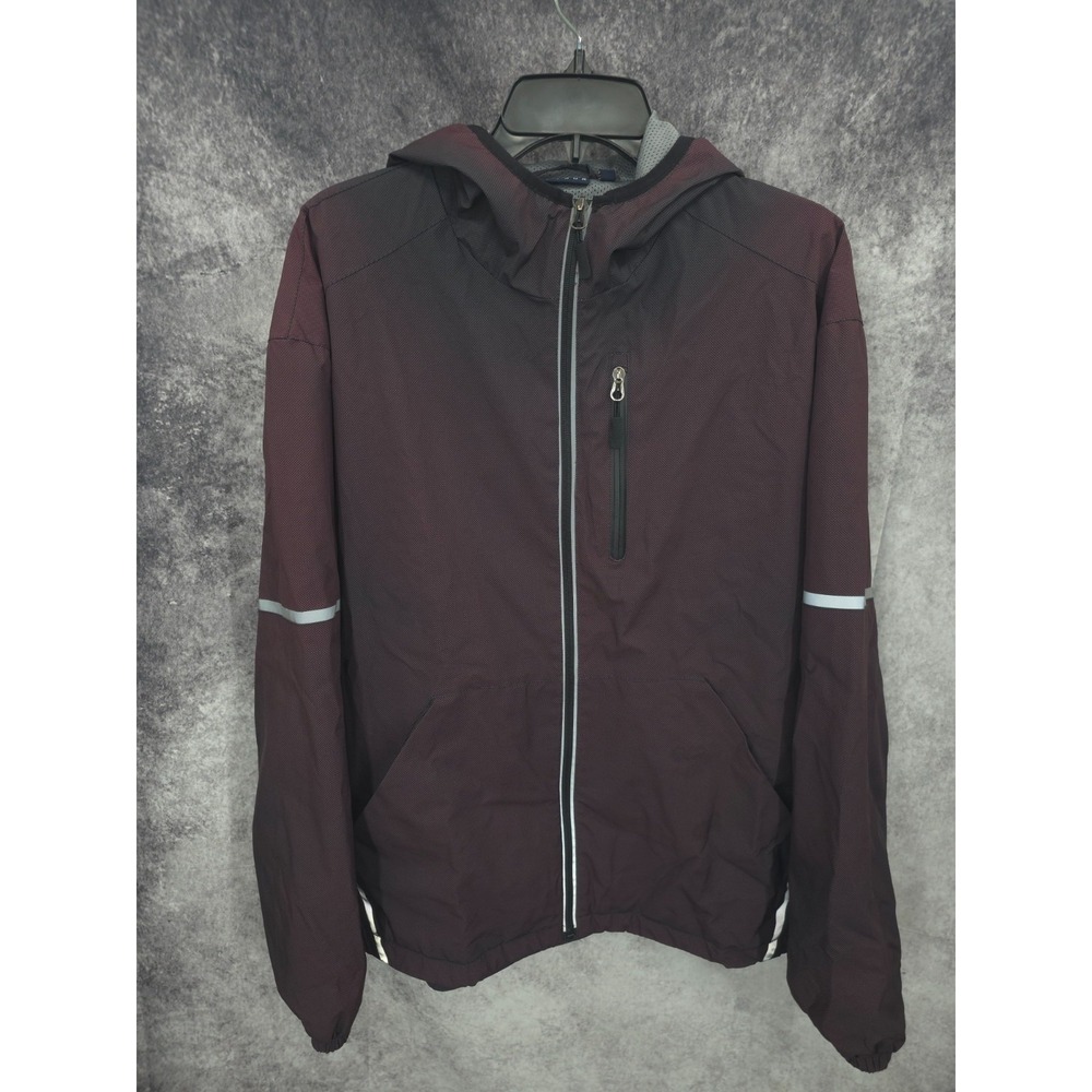 PGA Tour Jacket Mens XL Red Brown Full Zip Golf Windbreaker Hooded Lightweight‎